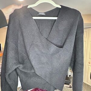 BTFBM Women's Black Wrap Sweater